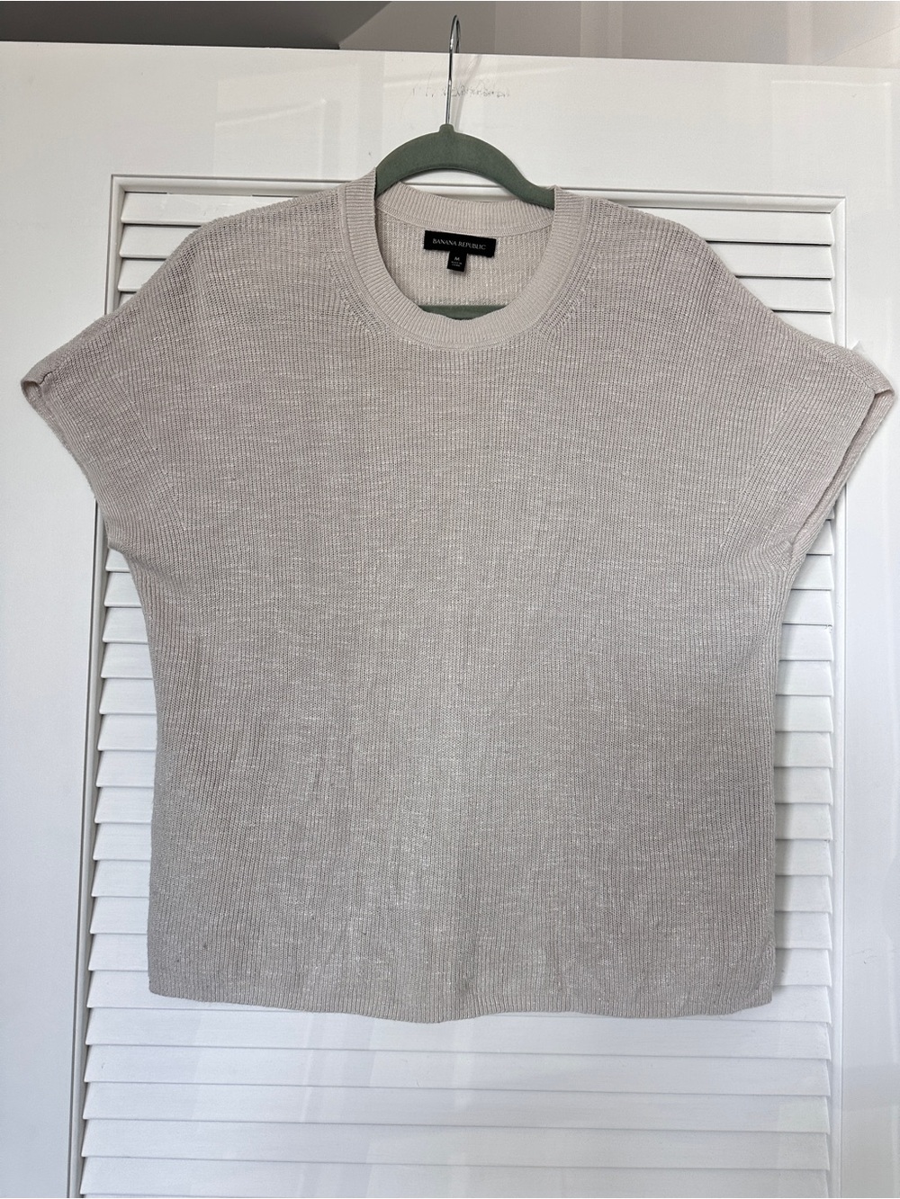 Banana Republic Relaxed Fit Linen Blend Short Sleeve Knit Top/Vest beige Size M